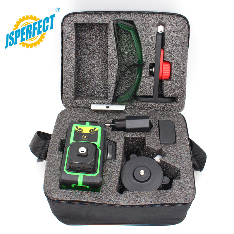 JSPERFECT hot selling construction 360 rotary 3d 12lines green lazer level with tripod