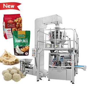 Automatic ziplock pouch bag frozen food samosa meatball siomai dumpling packing packaging machine