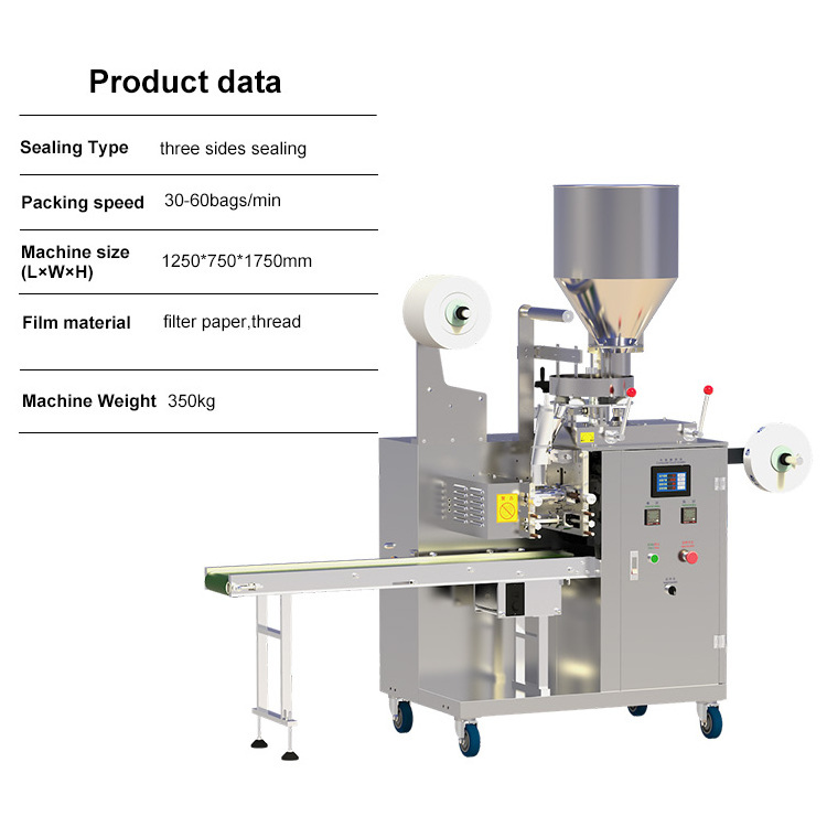 Automatic tea bag packing machine with label and string