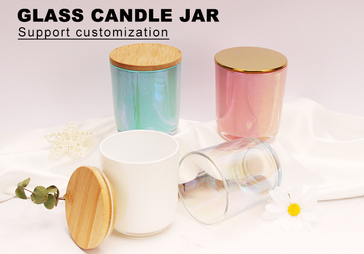 Hot Sale Handmade Scented Candle Glass Black White Frosted Glass Wax Decorative Glass Candle Jar With Lid