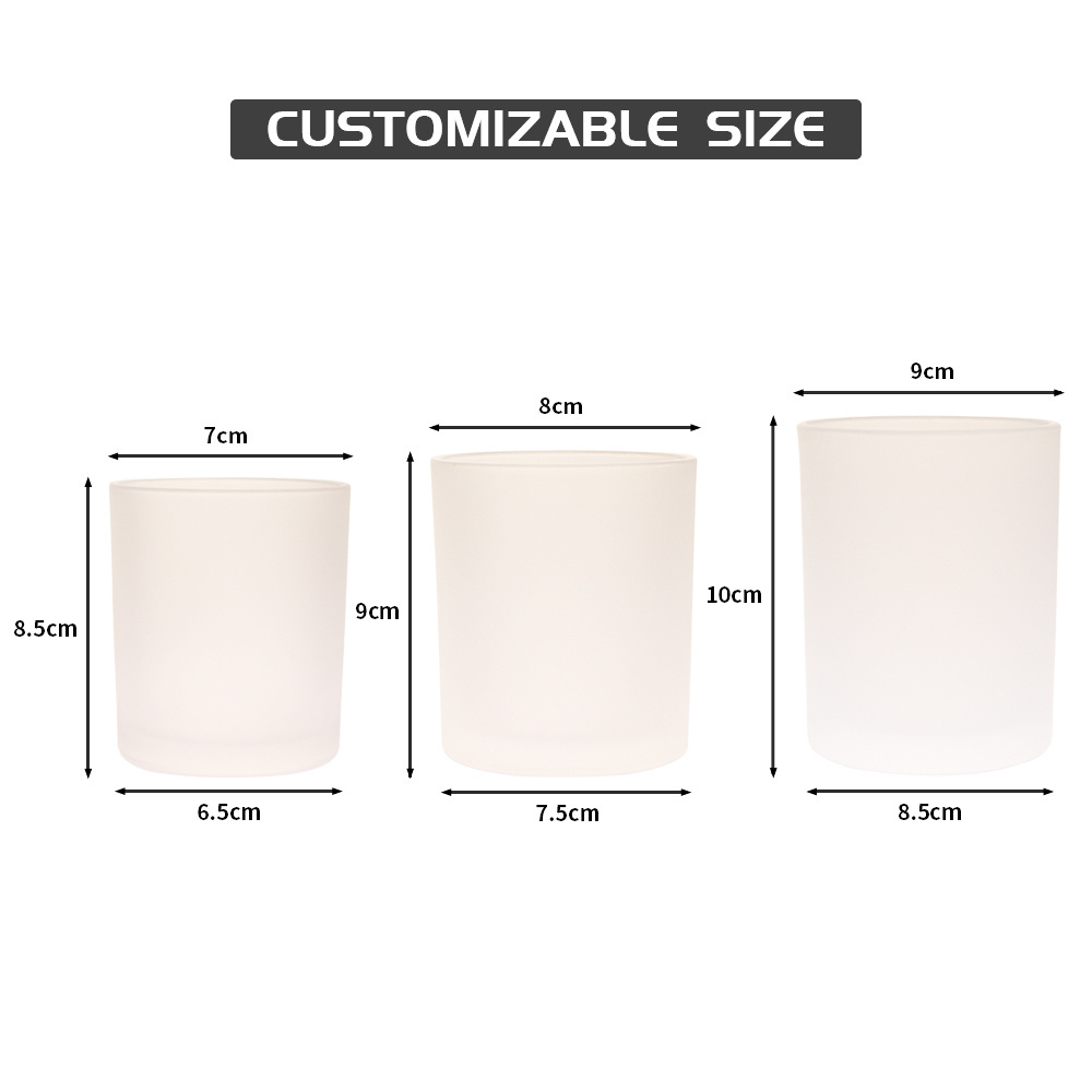 Luxury 8oz 10oz 14 oz Container custom Logo White Empty Frosted Glass Candle Jars With Lid and Box Packaging