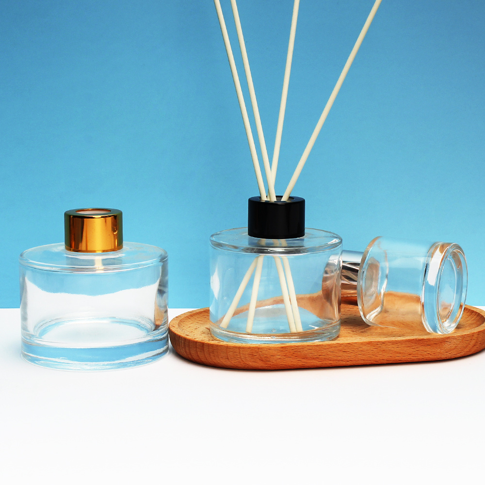 50ml 100ml 150ml 200ml Empty Luxury Perfume Aroma Round Glass Reed Diffuser Bottle With Wooden Cap And Box