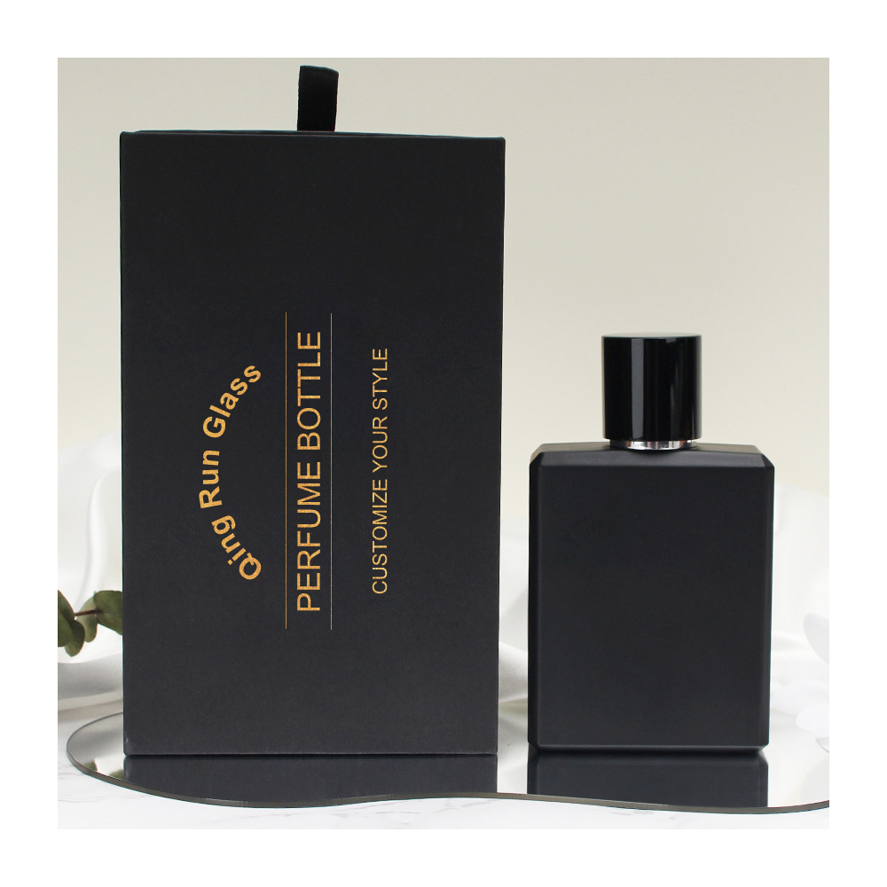 Wholesale 30ml 50 Ml 75ml 100ml Empty Luxury Flat Square Spray Fragrance Parfum Bottle Black Refillable Perfume Glass Bottle