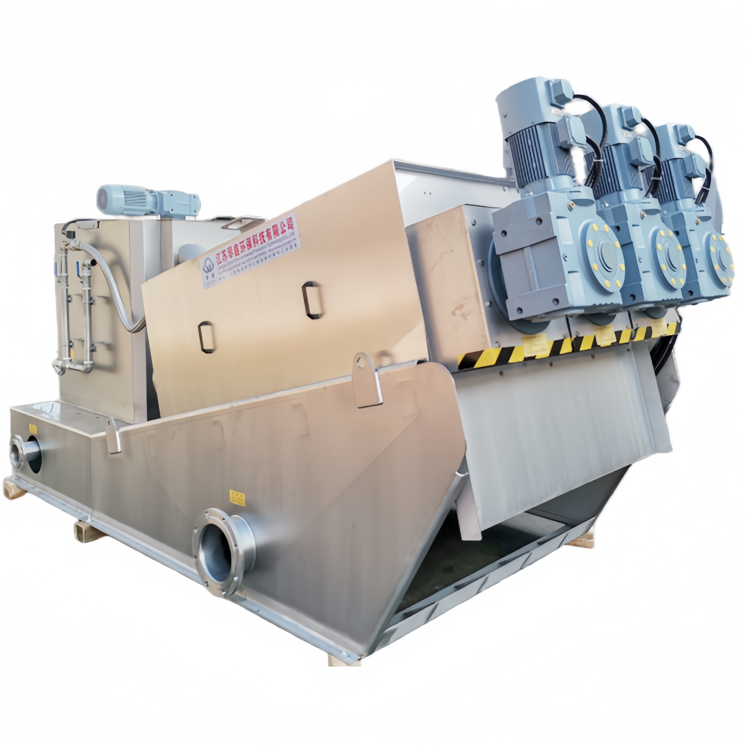 Sewage Treatment Plant Fully-Automatic Multi Plate Sludge Screw Press Mobile Sludge Dewatering System