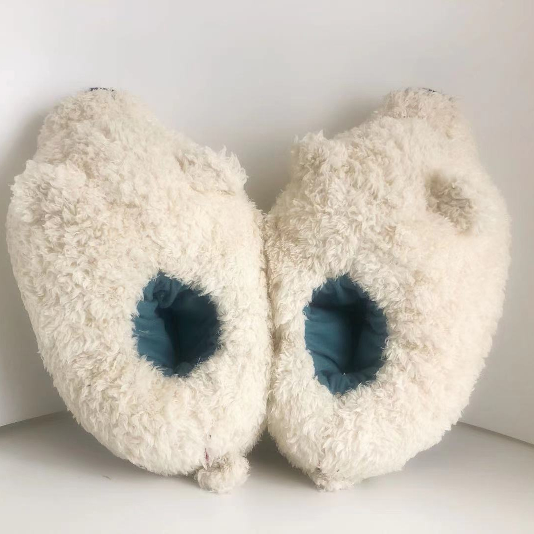 OEM Plush Slippers Winter Indoor Slippers Polar Bear Slippers Custom Fluffy Plush PVC Carton Customized White Winter Shoes EN71