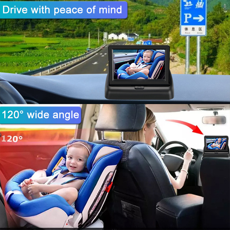 baby car seat monitor 4.3inch fold desktop display baby car mirror monitor