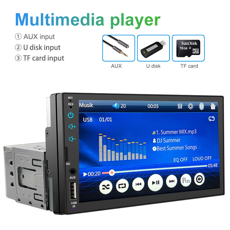 7023 one din car stereo 7 inch touch screen car radio auto mp5 player for car