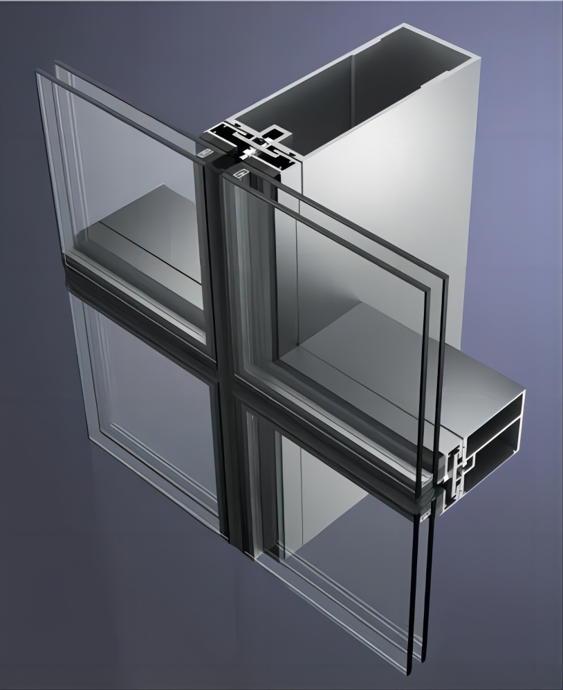 RG Open-frame curtain wall high-rise acoustic effect Energy-saving heat insulation glass wall curtain aluminium frame