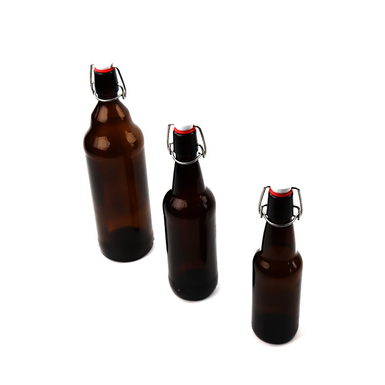 Home Brewing Glass Airtight Rubber Seal Amber 16 oz empty clear 500ml 250ml swing top Beer Glass Bottle with Easy Wire Swing Cap