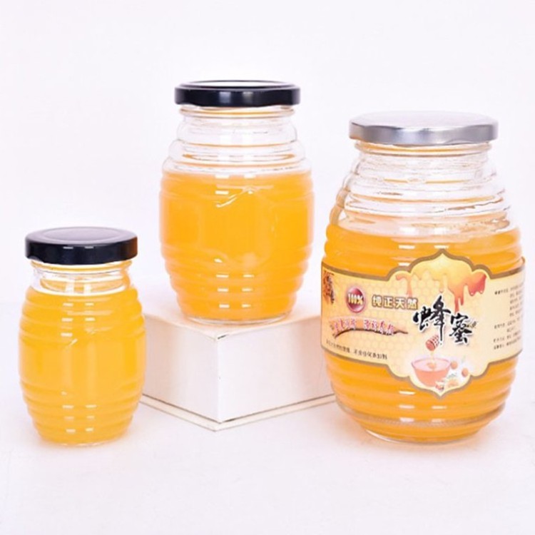 Wholesale Hot sale Food grade Empty Glass Honey Jar Glass Honey Pot With Screws Lid container food storage Canning Jar