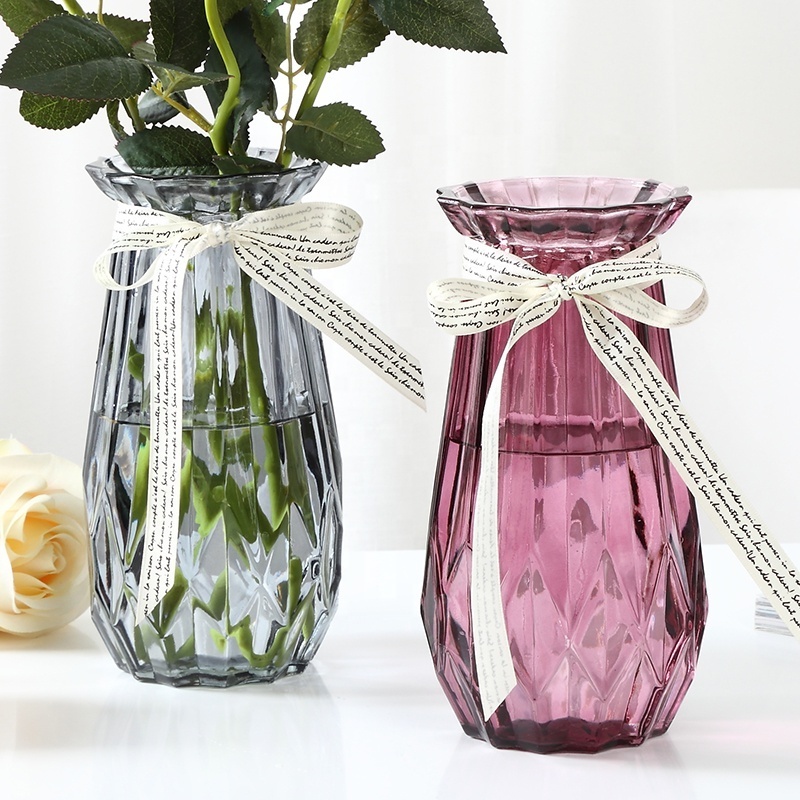 China Factory Tall Arrangements Glass Flower Vase round flower box vases for home decor Plant vessel