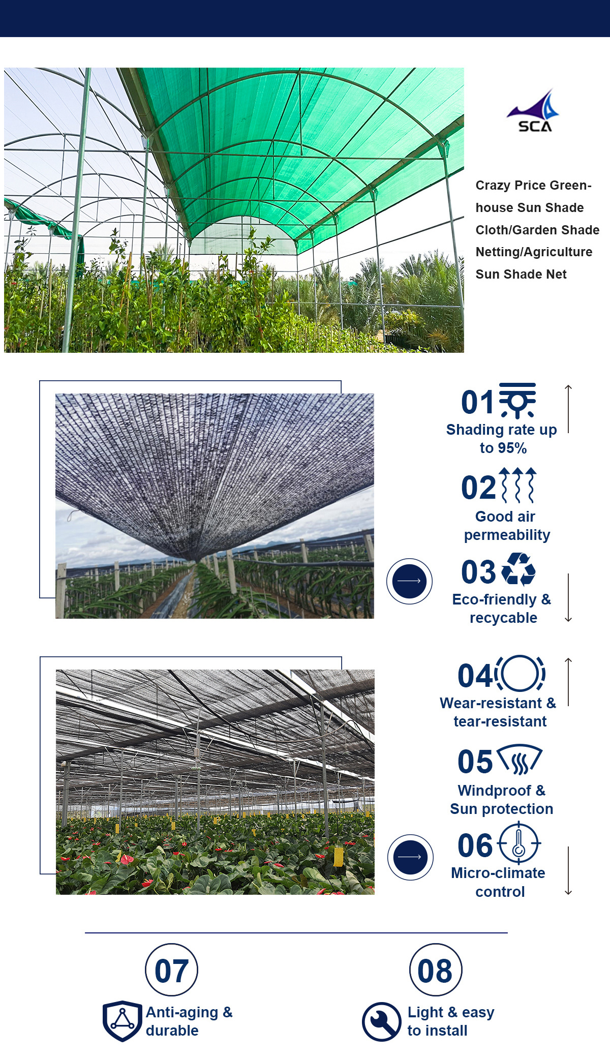 Best Product HDPE greenhouse net shade agriculture  50% to 90% Shading shade net for agriculture