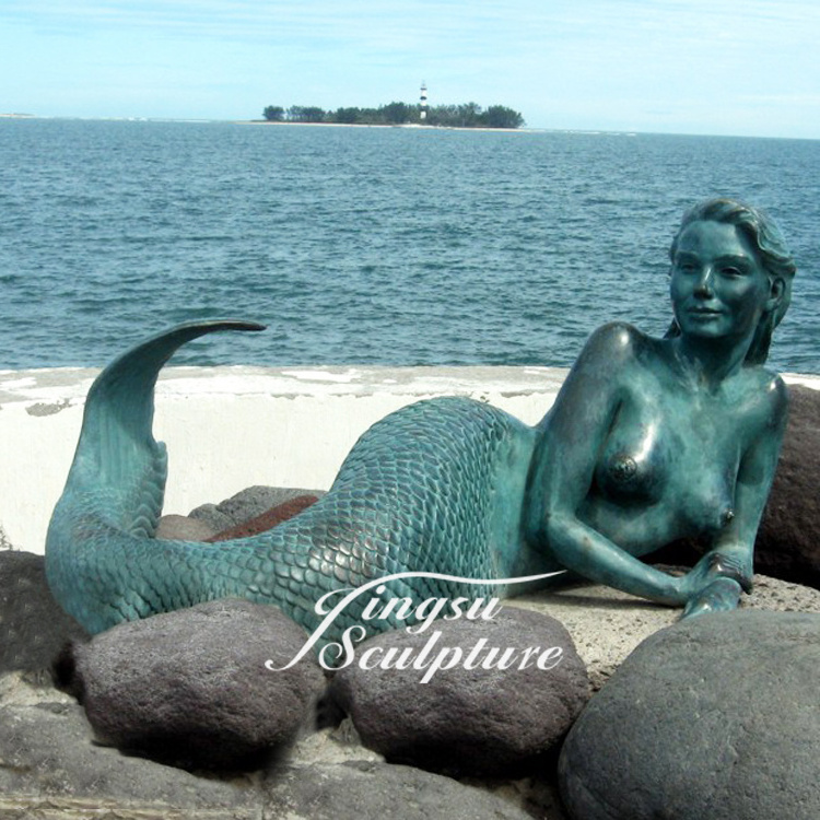 Religious Decoration life size nude mermaid statue