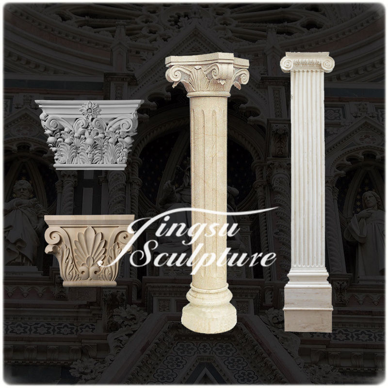 Handcarving chinese white roman marble column gate pillar design for wholesale