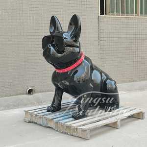 Home decor indoor custom size black color resin english french bulldog figure statue