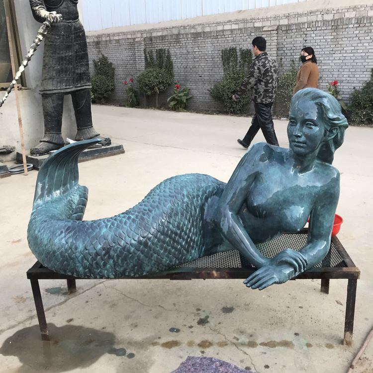 Outdoor decoration life size bronze mermaid statue for sale