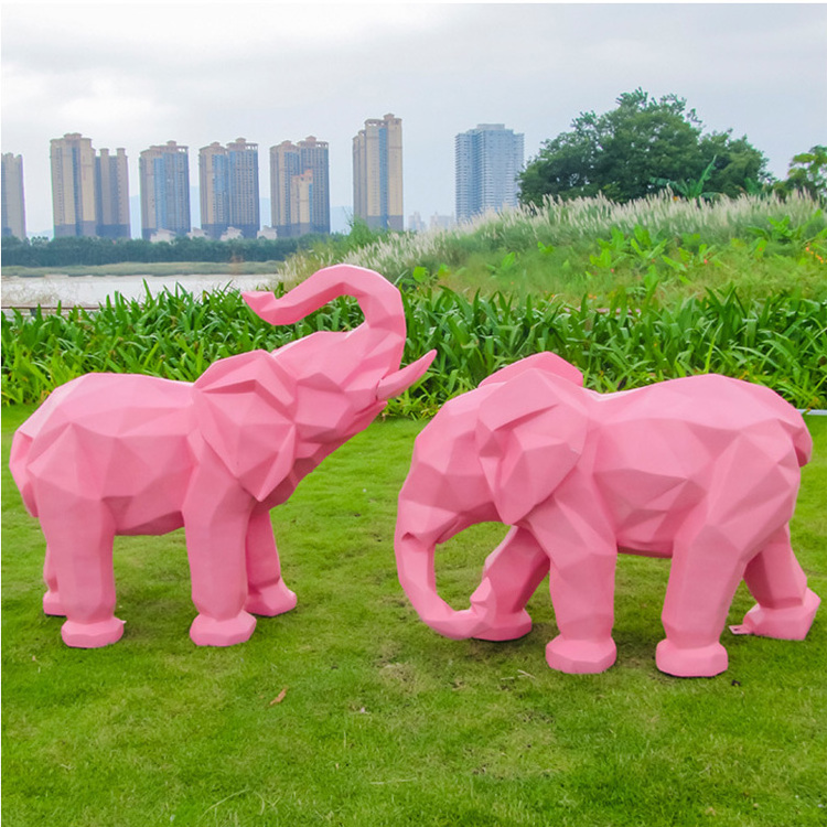 Popular Design Garden Decoration Geometric Sculpture Fiberglass Large Resin Elephant Statues