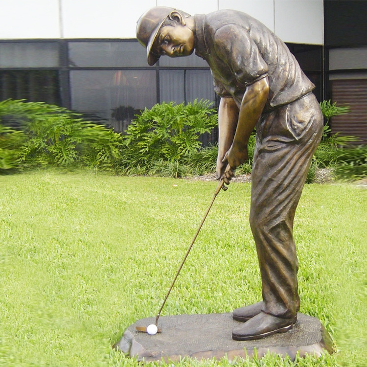 Outdoor Decoration Metal Statue Bronze Lady Playing Golf Sculpture