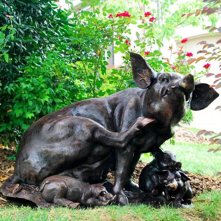 Popular design wild boar sculpture brass pig statue