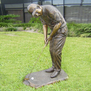 Outdoor Decoration Metal Statue Bronze Lady Playing Golf Sculpture