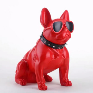 Home decor english style polishing surface big fiberglass french bulldog sculpture