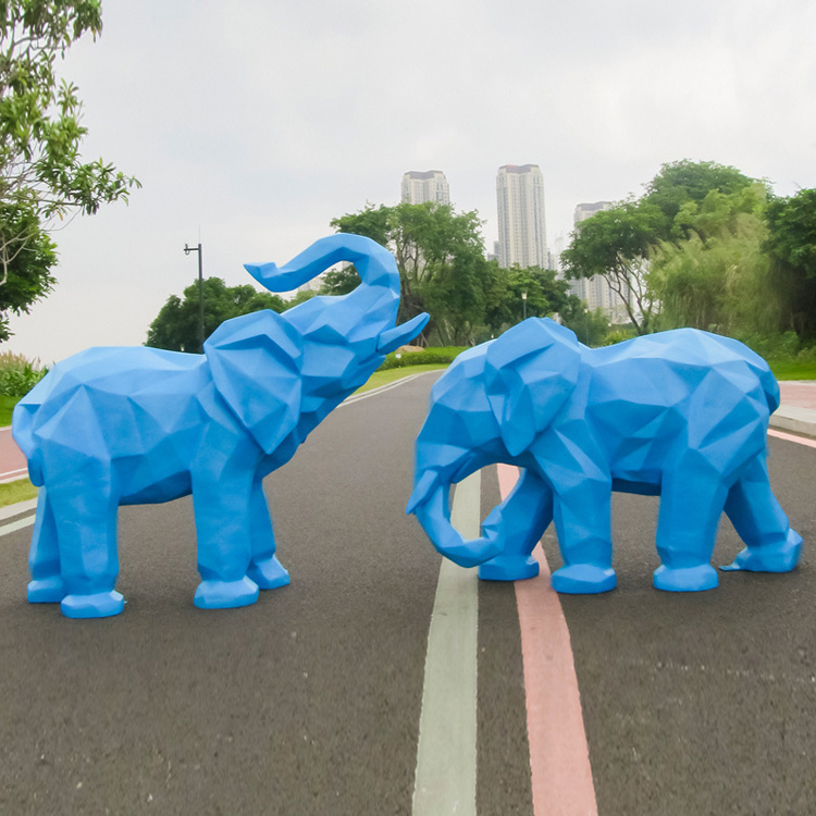 Popular Design Garden Decoration Geometric Sculpture Fiberglass Large Resin Elephant Statues