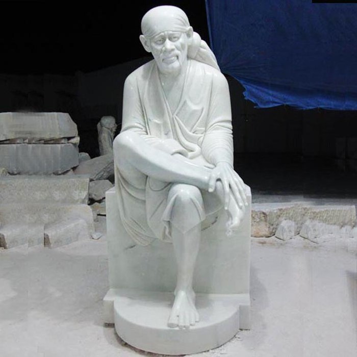 Antique statue life size white marble shirdi sai baba statue