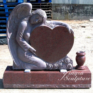 Cemetery granite angel heart headstone