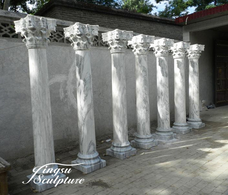 Handcarving chinese white roman marble column gate pillar design for wholesale