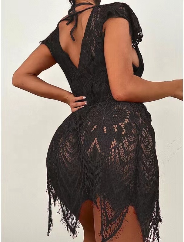 SFY1493 Wholesale Women's Lace Long Gown Bathrobe Sexy Mesh Sleepwear women Robe Summer Beachwear lingerie sexy