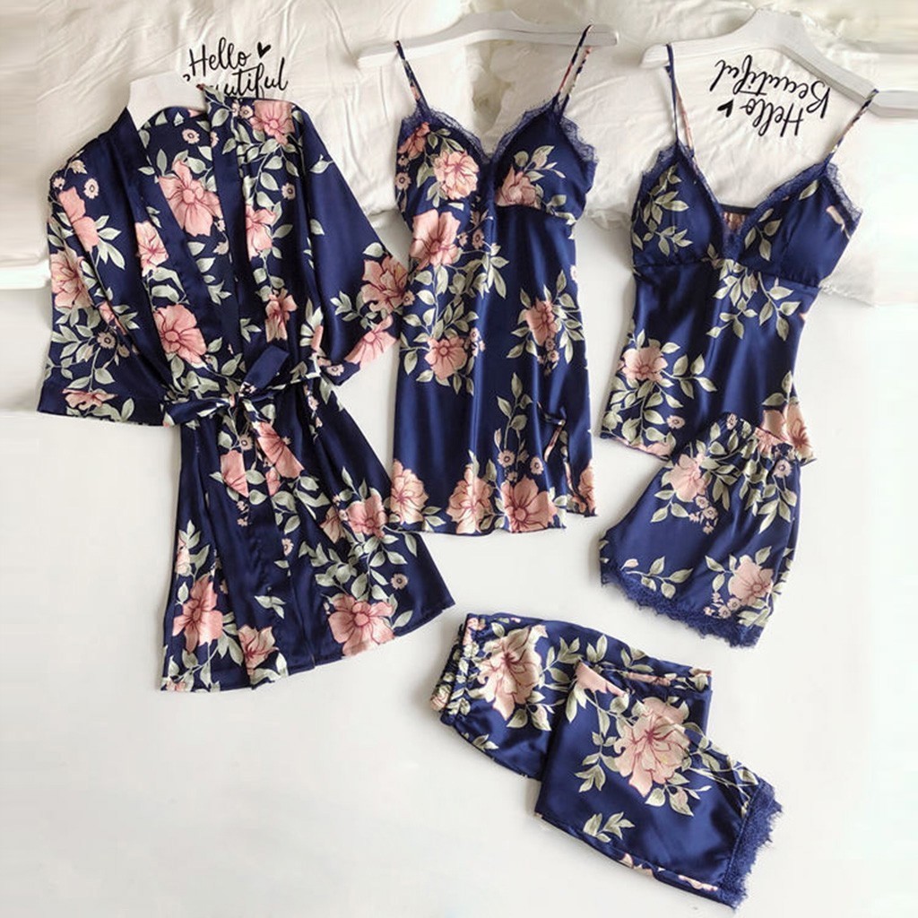 SFY-Y2 Wholesale High Quality Ladies Lace Halter Print Pajamas Set Loose Comfortable Home Wear Ladies Breathable Pajamas Set