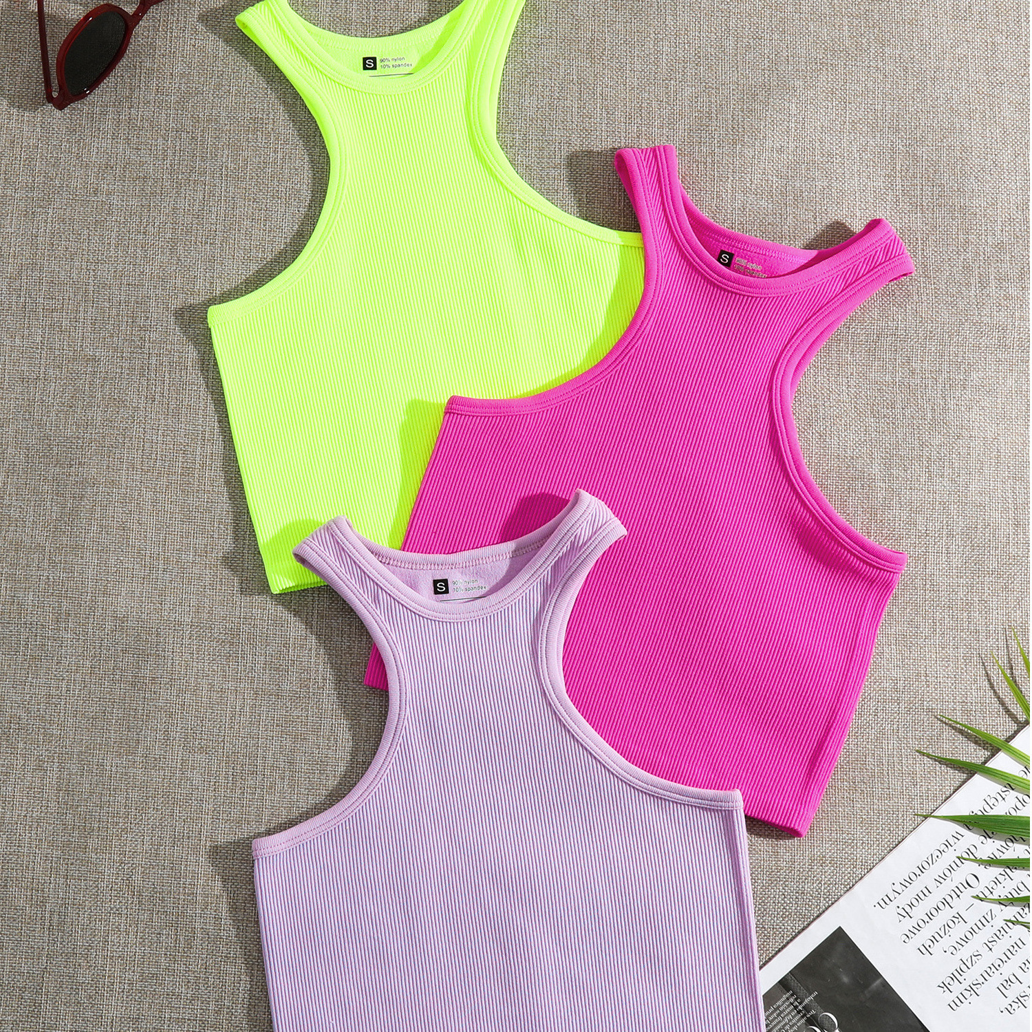 SFYW340 High Quality Women'S Clothing Solid Color Nylon Thread Vest Sports Quick-Drying Seamless Yoga Top Womens Tank Top