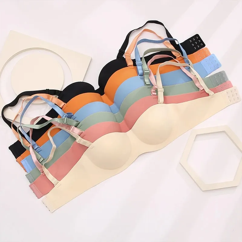 Z124 Wholesale Young Girls Solid Color Underwear A B Cup Wireless seamless candy-color Breathable bra Women's push-up bra