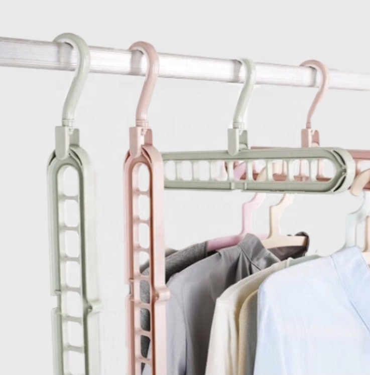 Hot Amazon 9 in 1 Plastic Folding Clothes Hanger Closet Space Saving folding home storage rack