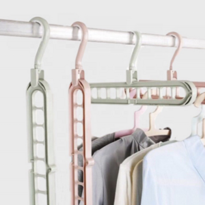 Hot Amazon 9 in 1 Plastic Folding Clothes Hanger Closet Space Saving folding home storage rack