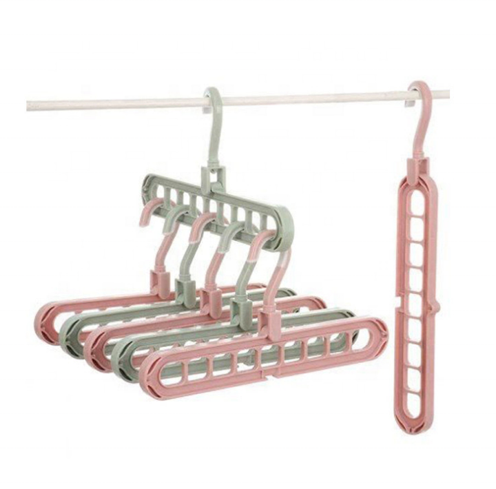 Hot Amazon 9 in 1 Plastic Folding Clothes Hanger Closet Space Saving folding home storage rack