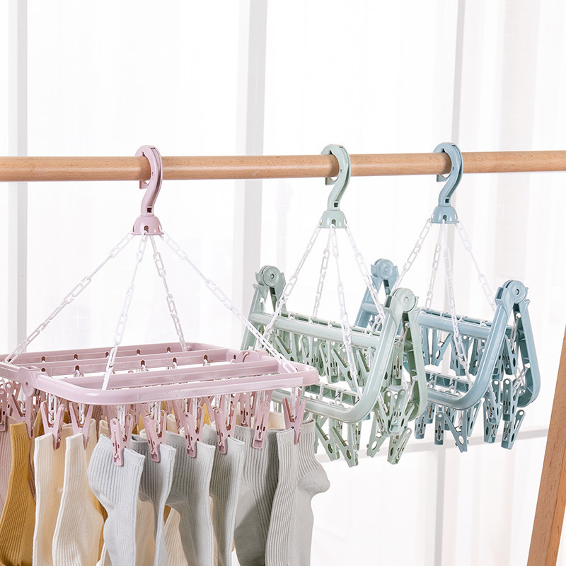 Multifunctional Sock Plastic Hanger With 32 Clips ulti-clips Plastic Hanger for socks underwear clothes hanger rack