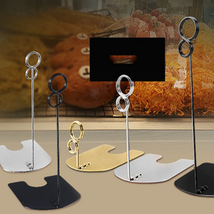 Free sample metal sign holders for bakery POP Metal Card Display Clip Menu Holder Stand