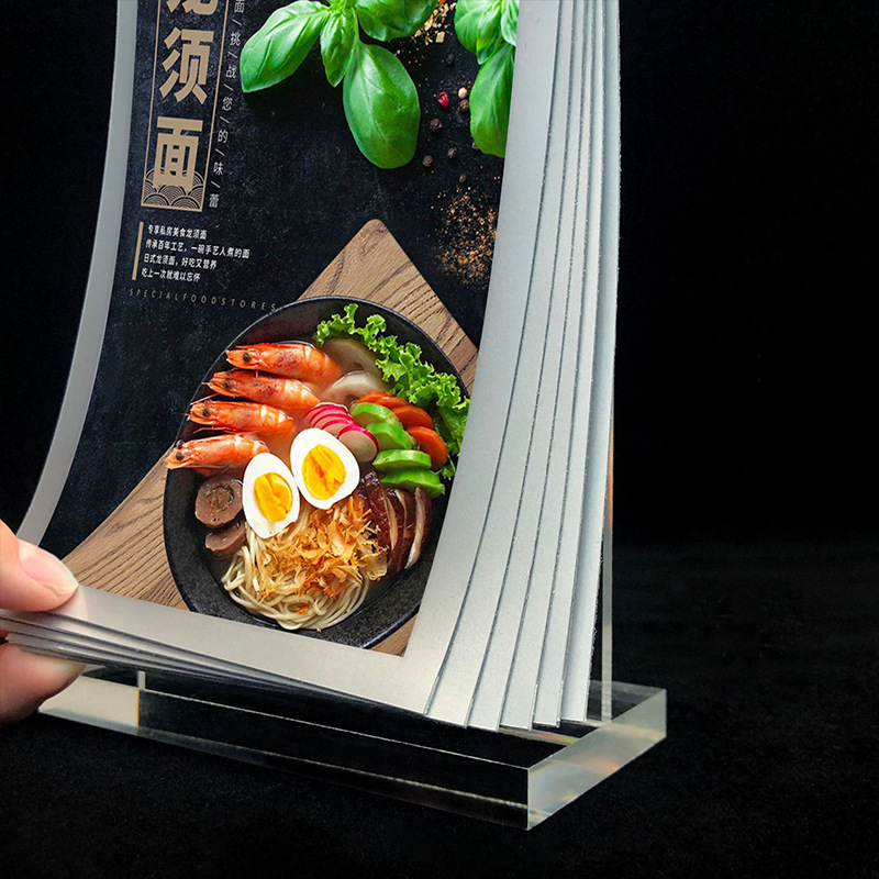 A5 A4 A6 Acrylic Page Turning Menu Holder Menu Flip Decca Holder for Hotel  T  Shaped Acrylic Menu Card Holders for restaurant