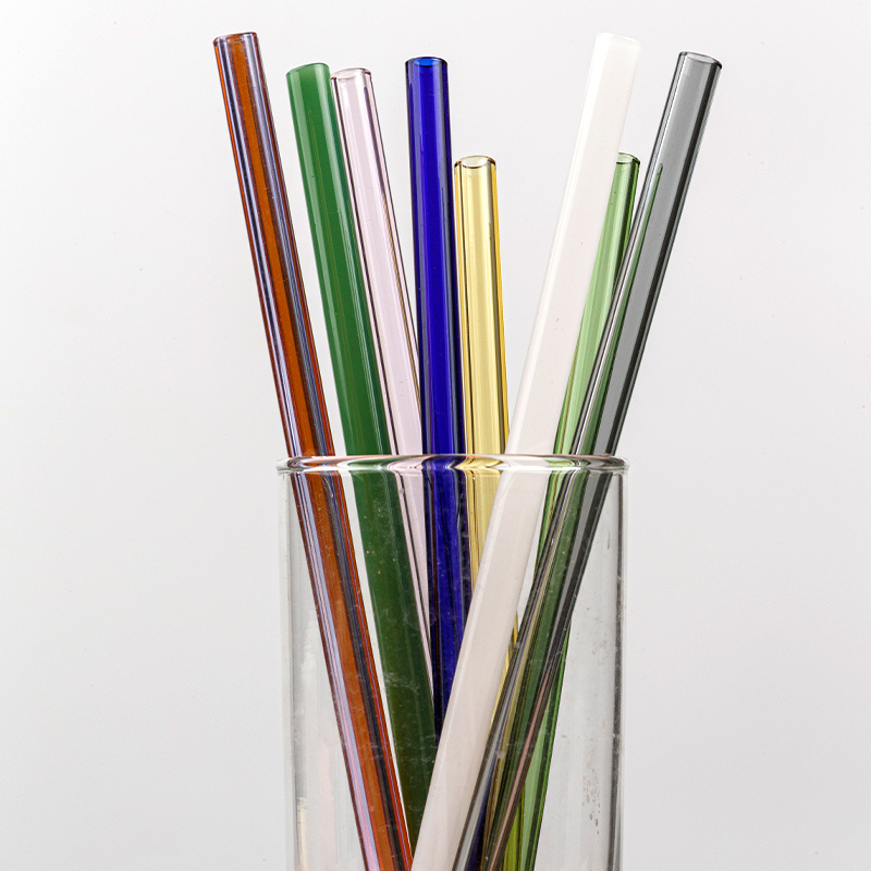 Drinking Straw Straw Colored Borosilicate Straight and Curved Glass New 3.3 Wine CLASSIC Water Pipes Smoking Herb Glass 8*200mm