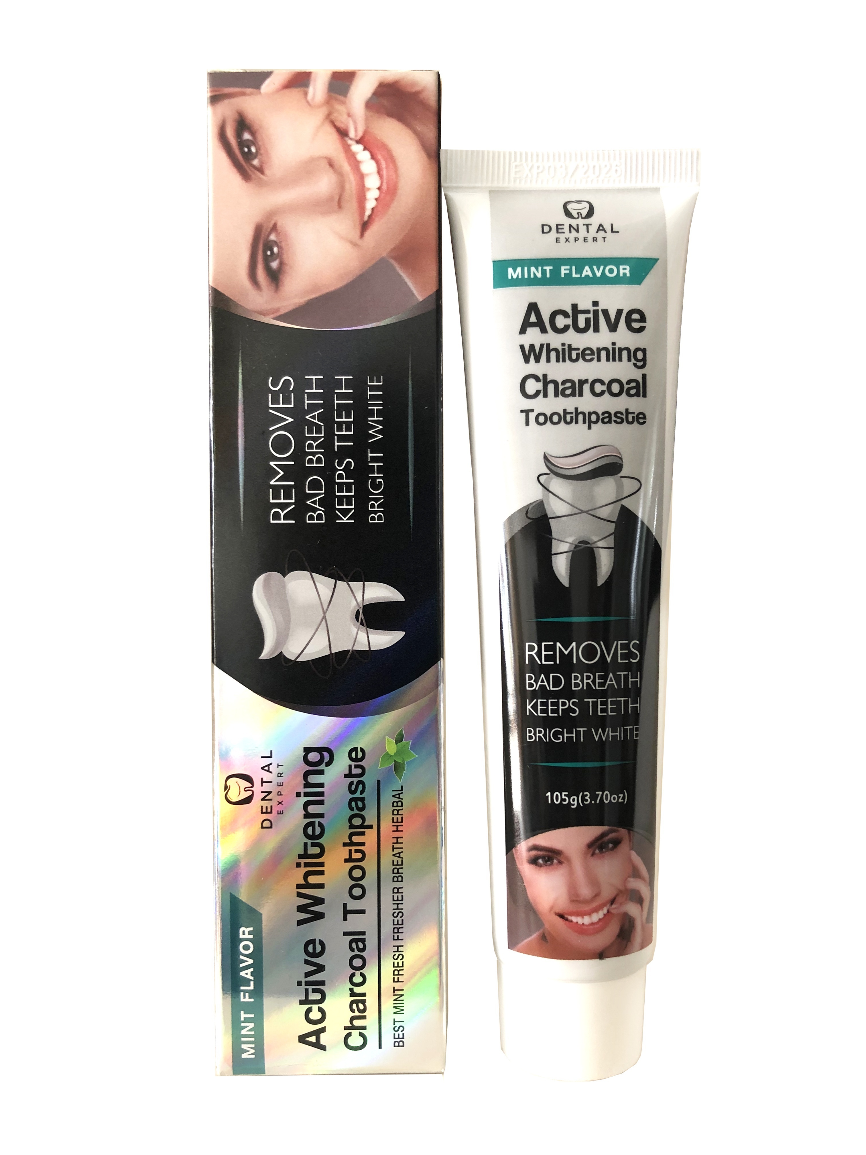 Private Label Fluoride Free Coconut Oil Activated Charcoal Organic Whitening Toothpaste