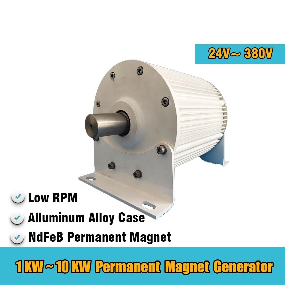 1KW 5KW 10KW Big Generator 24V 96V 380V AC Alternators  Gearless Permanent Magnet Low RPM For Wind Water Turbine Diesel Engine