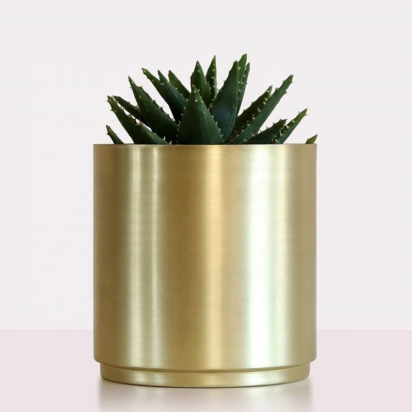 Large Gold Metal Spinning Planter Indoor Flower Pot for House Plants and Other Indoor Plants