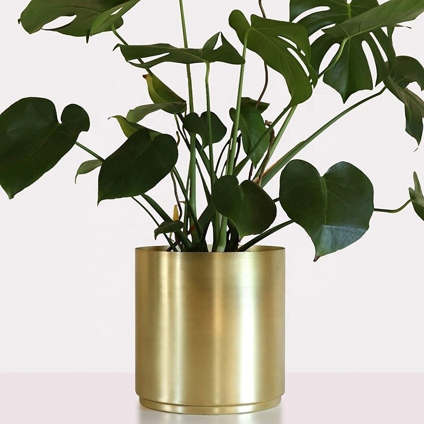 Large Gold Metal Spinning Planter Indoor Flower Pot for House Plants and Other Indoor Plants