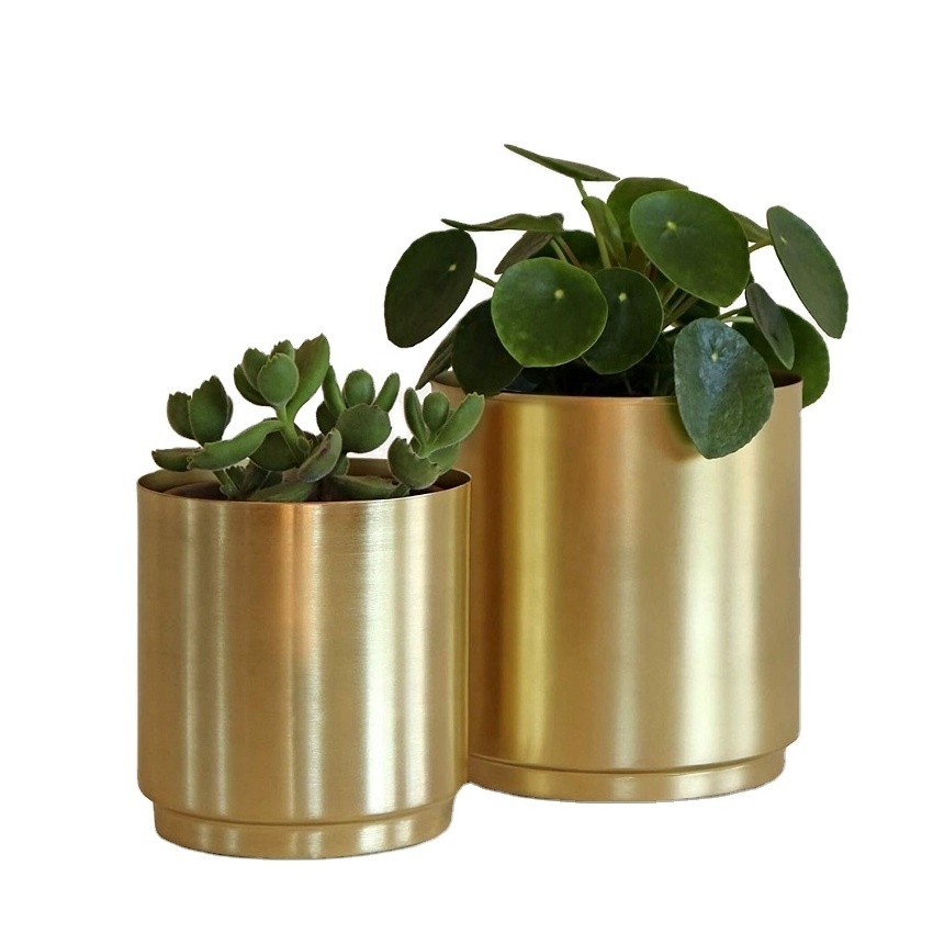 Large Gold Metal Spinning Planter Indoor Flower Pot for House Plants and Other Indoor Plants