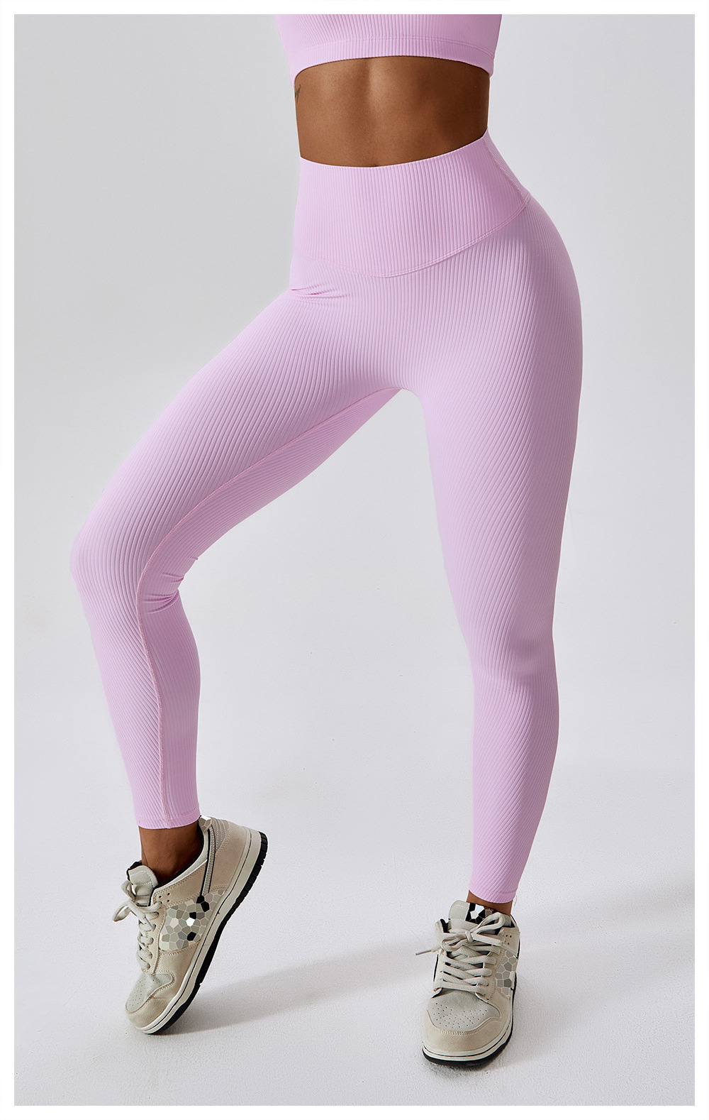 Custom High Waist Blue Sports Leggings Ribbed Women's Peach Hip Scrunch Butt Yoga Pants 2023