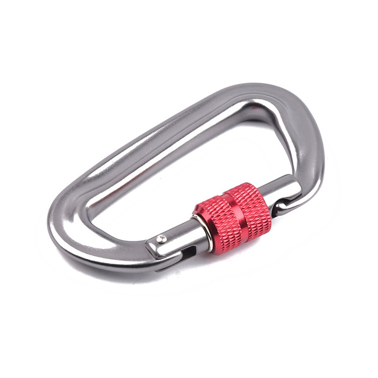 Fall protection 12KN aluminum carabiner hook Oval Screw Gate Steel Carabiner