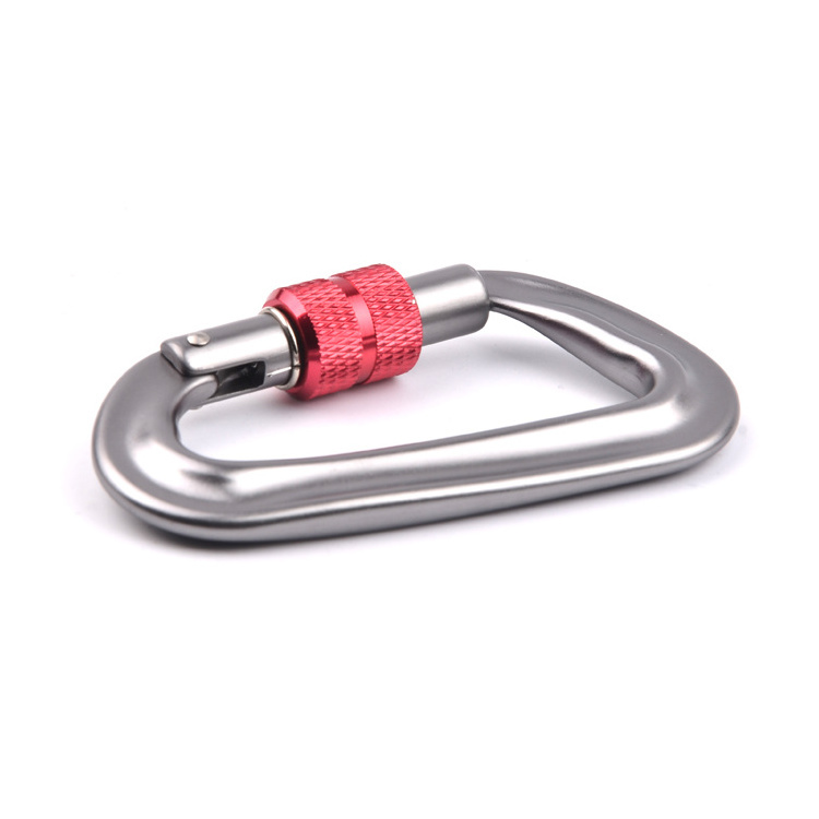 Fall protection 12KN aluminum carabiner hook Oval Screw Gate Steel Carabiner