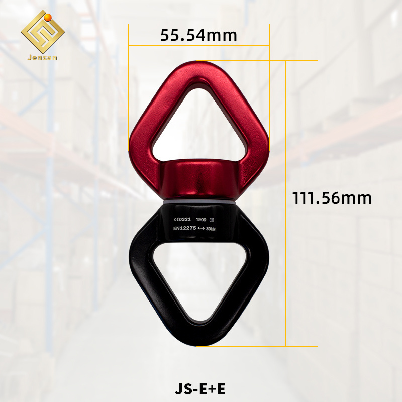 JENSAN Custom 30kn aluminum safest 360 degree rotator snap hook tree swing swivel triangle carabiner for yoga hammock