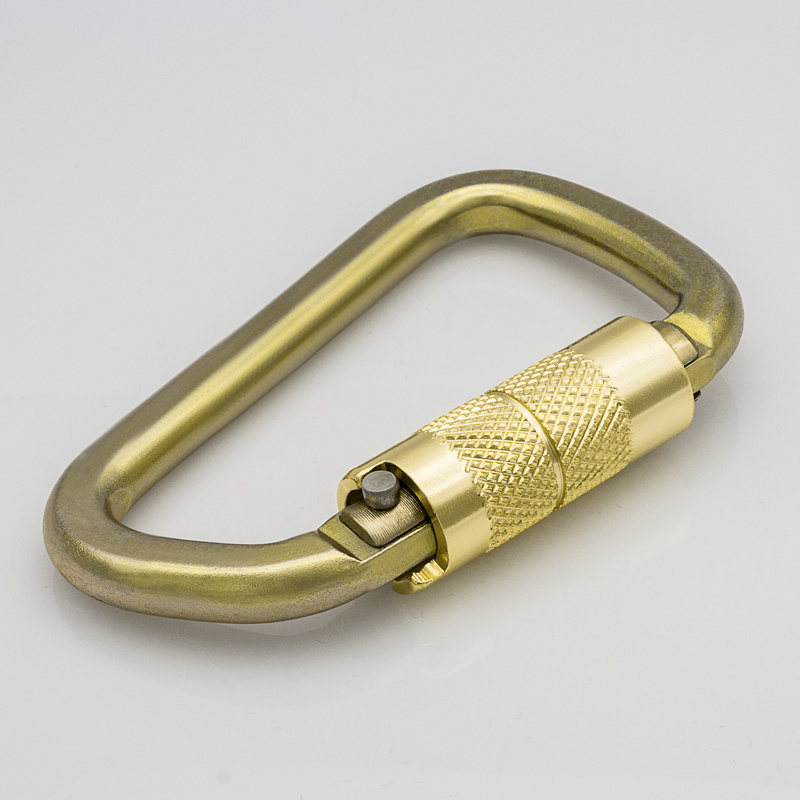 Manufacturer Custom 30KN Safety D Shape Auto Locking Steel Metal Snap Hooks Carabiners For Climbing/Aerial Work